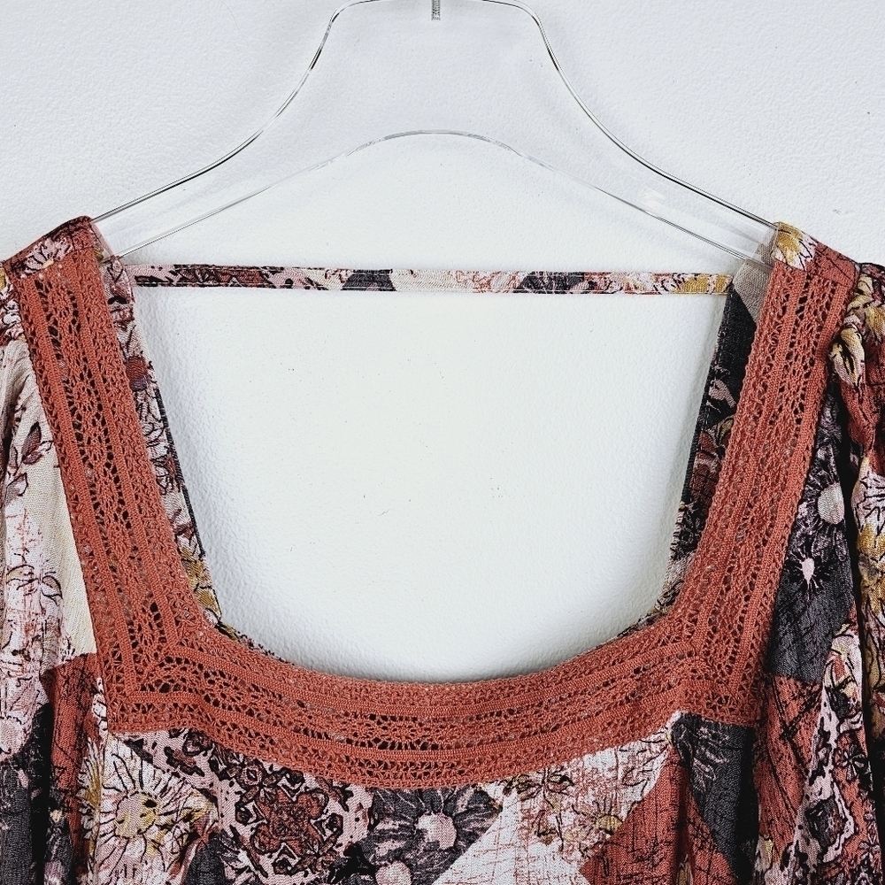 Maurices Crochet Trim Patchwork Babydoll Blouse NWT, size 1X - Picture 4 of 9